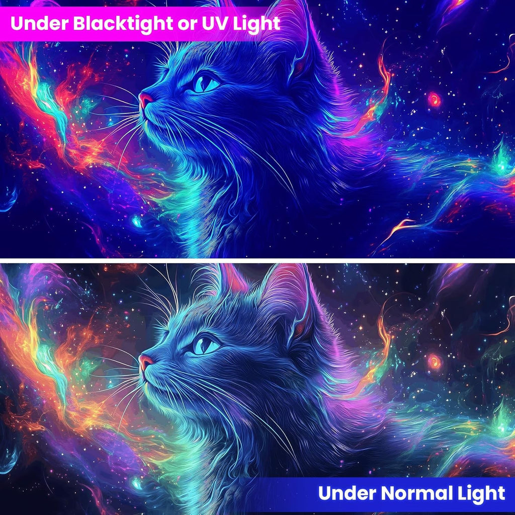 Blacklight Tapestry,Cat Animal Tapestry Glow in the Dark,Uv Reactive Black Light