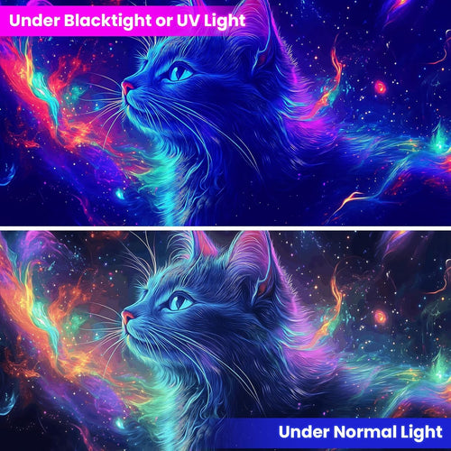 Blacklight Tapestry,Cat Animal Tapestry Glow in the Dark,Uv Reactive Black Light