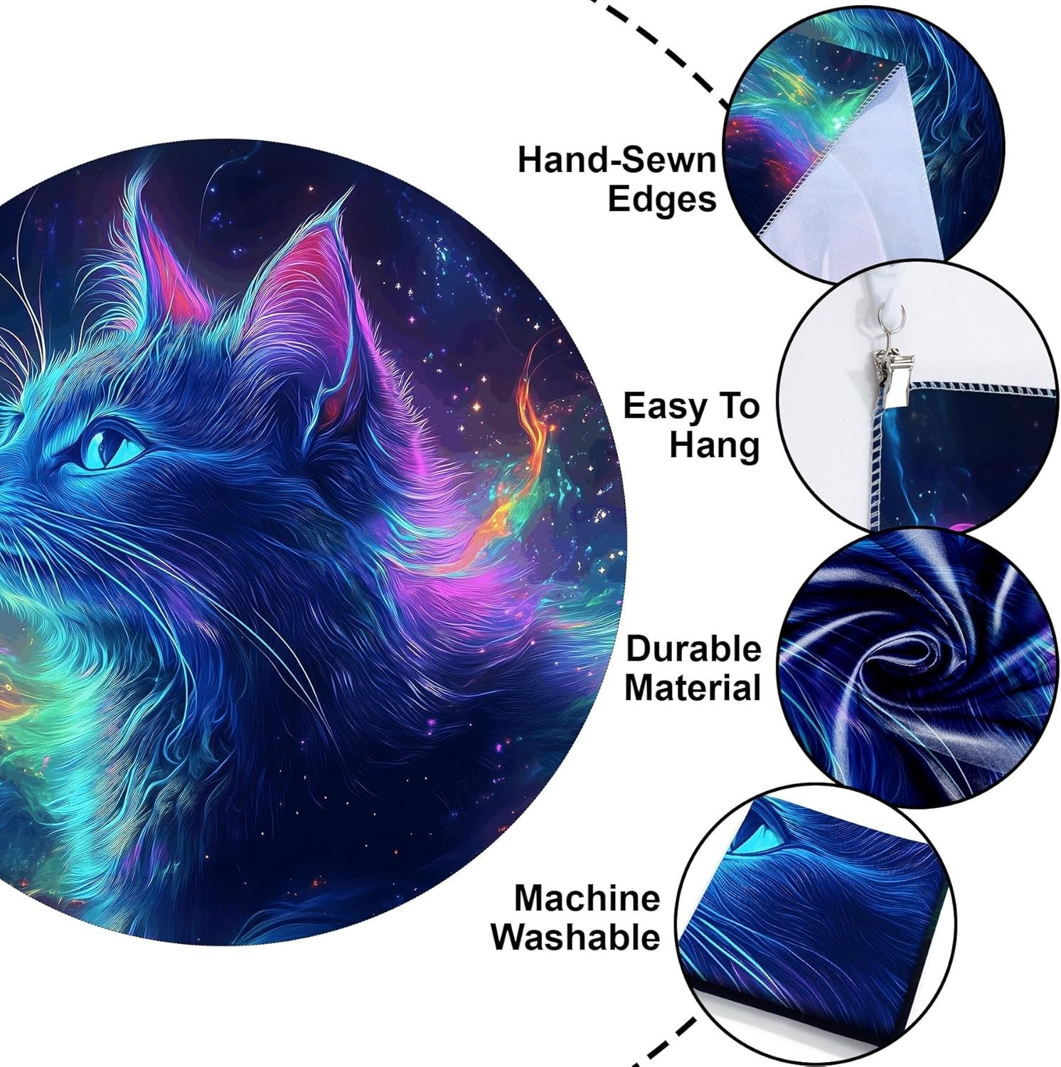 Blacklight Tapestry,Cat Animal Tapestry Glow in the Dark,Uv Reactive Black Light